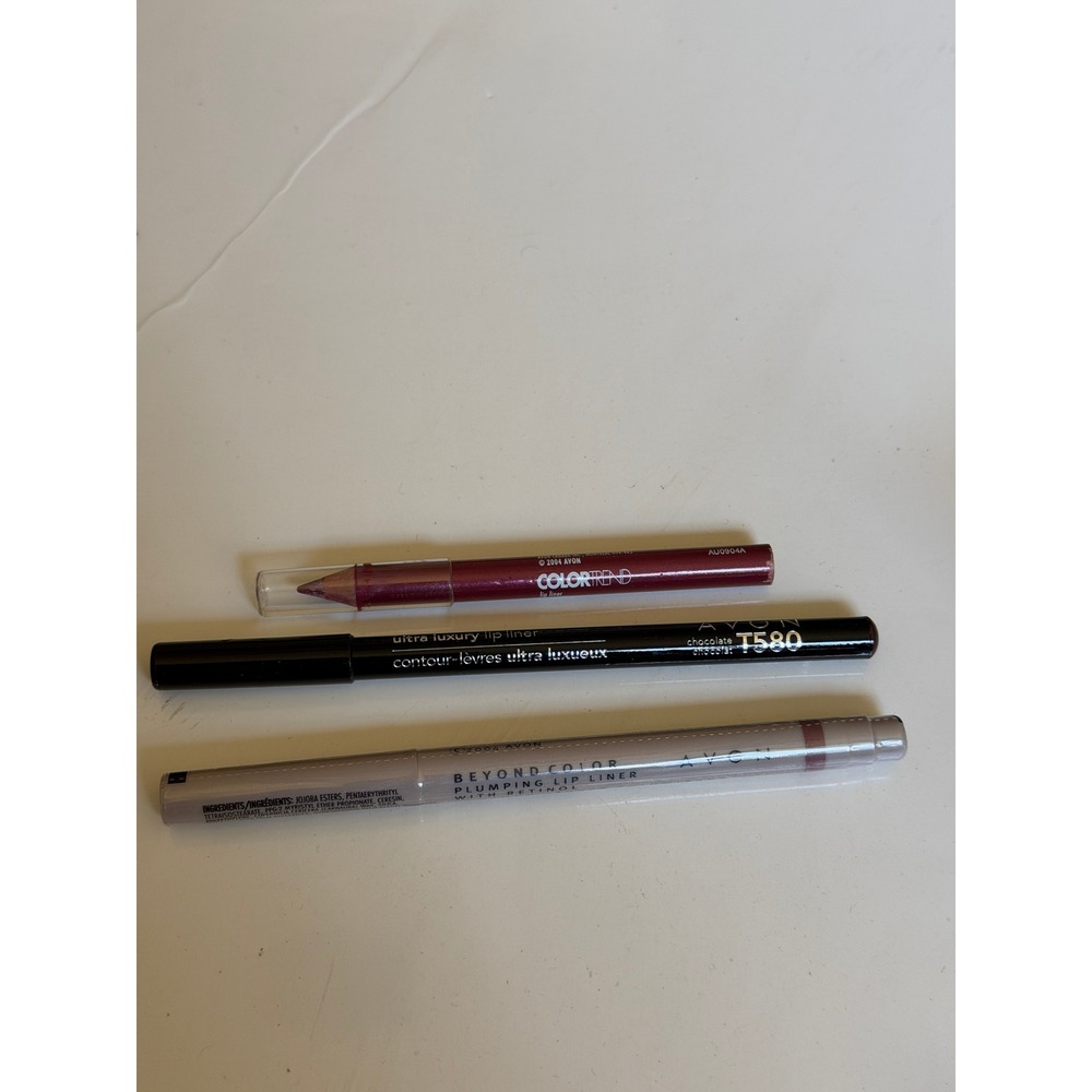 bundle of 3 Avon Lip Liner Trio Rosebud Chocolate Spice‎ Beyond Color Plumping